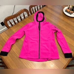Women’s Tek Gear lightweight purple and black fleece hooded jacket Size M